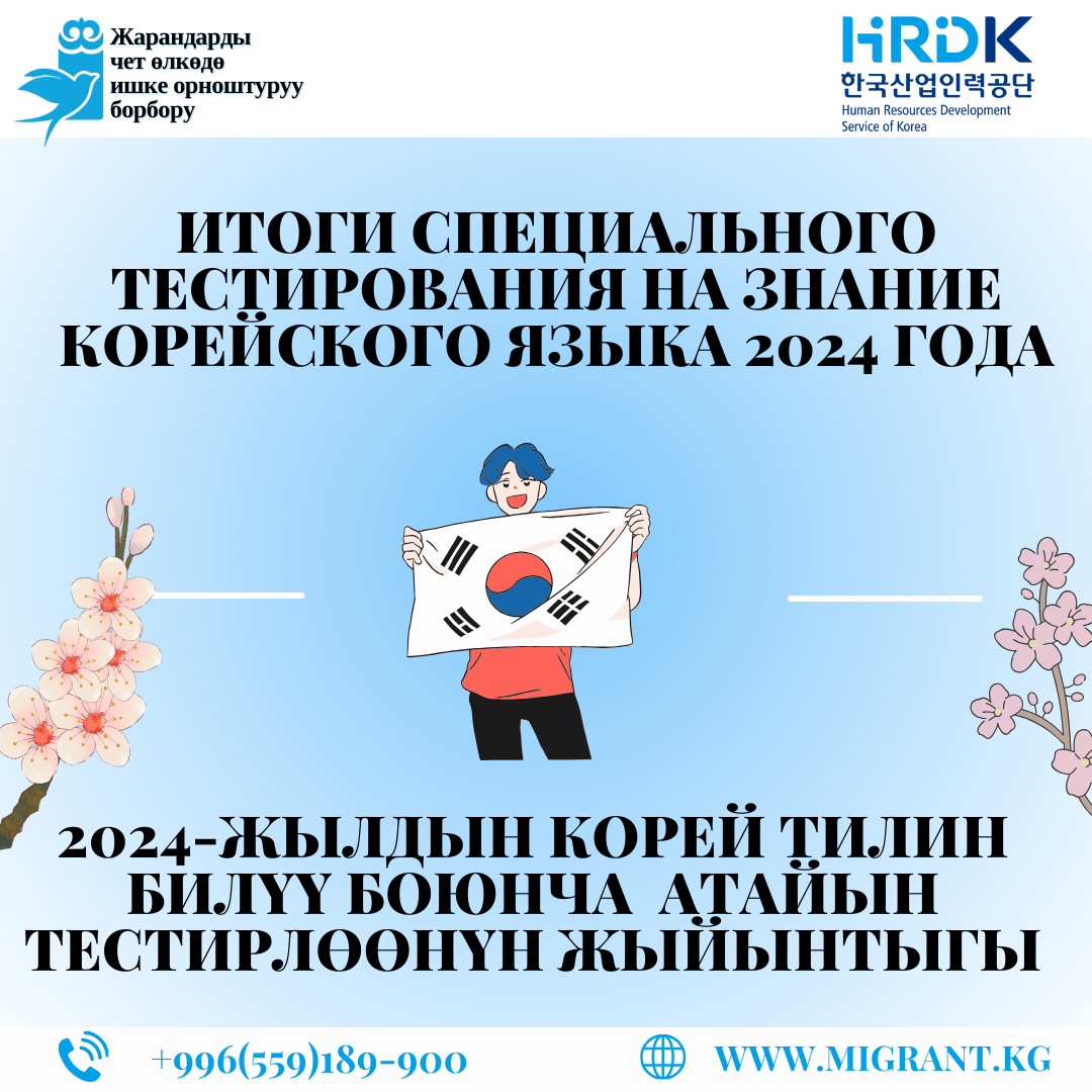 Корей тилин билүү боюнча 2024-жылдын атайын тесттин жыйынтыгы